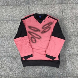 Sweat à capuche surdimensionné pour homme en tissu éponge imprimé à l'écran avec motif de lettres bicolores personnalisé, double couche, délavé à l'acide, automne - Product Image 5