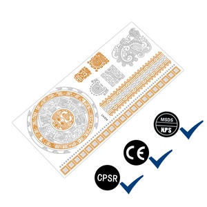 Autocollant de tatouage temporaire rétro imperméable à l'eau, effet pailleté, argent et or, décoration corporelle pour hommes et filles, fête, effet brillant, 5-7 - Product Image 2