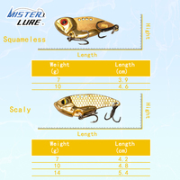 MISTER LURE Metall-VIB-Vibrationsköder, 5er-Set, 7g-14g, 3,9cm-5,4cm, Hartmetall-Klingenköder, VIB-Metallköder