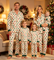 Ensemble de pyjamas de famille personnalisés en bambou, vêtements de nuit pour femmes, manches longues, deux pièces pour enfants, pyjamas de Noël pour la famille