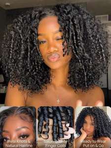 Perruque bouclée birmane 13X4 pré-traitée avec des extrémités en spirale, prête à porter, boucles en spirale, perruque en cheveux humains avec dentelle frontale, cordon de serrage - Product Image 5