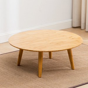 Table de style japonais Tatami, table basse ronde en bois massif, petite table de sol pour la maison, l'étude ou la fenêtre en baie - Product Image 3