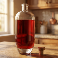 Bouteille en verre transparente personnalisée avec logo unique pour spiritueux, vodka, brandy, gin, rhum, whisky
