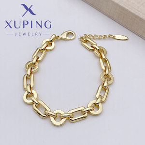 XUPING Jewelry Wholesale Bulk Minimalist Rapper Hip Hop 14k Gold Color Plated Fashion <strong>Copper</strong> Cuban Chain Link Men <strong>Bracelet</strong> - Product Image 2