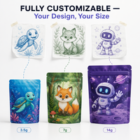 Sacs en Mylar personnalisés à l'épreuve des odeurs et des enfants, de qualité alimentaire, avec fermeture thermique, pochettes plates, 3,5 g, 7 g, 14 g, emballage avec logo personnalisé