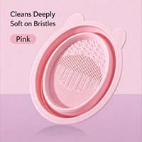 Brosse de nettoyage pliable en silicone Purple Bear à poils doux pour pinceaux de maquillage et vaisselle