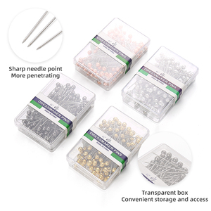 JP Boîte de 100 38cm épingles à coudre à tête de perle colorée <span class=keywords><strong>aiguilles</strong></span> à pousser <span class=keywords><strong>droites</strong></span> pour la couture outils de positionnement de couture - Product Image 2