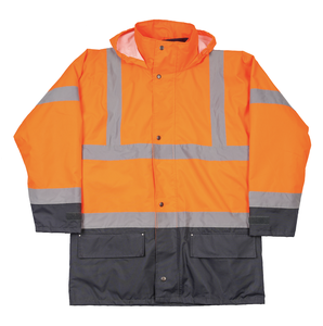 Anpassbares Logo Hochsichtbare Verkehrssicherheits-Reflektierende 100% Polyester 300D Oxford <span class=keywords><strong>Hi</strong></span>-<span class=keywords><strong>Vis</strong></span> ANSI Klasse 3 Wasserdichte Jacke - Product Image 1