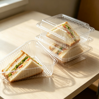 Récipient alimentaire à clapet pour sandwich en plastique jetable transparent personnalisé pour fêtes à emporter pour emballage de pain salade sushi