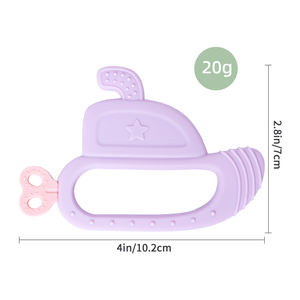 BPA ücretsiz gıda sınıfı silikon bebek diş kaşıyıcı yumuşak sesli oyuncak çiğneme yatıştırıcı sakız masaj oyuncak 0-24 ay için - Product Image 3