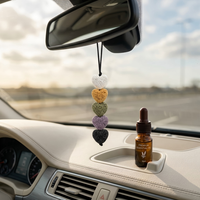 Diffuseur d'huiles essentielles en pierre de lave en forme de cœur arc-en-ciel pour voiture, à suspendre au rétroviseur, personnalisable, en gros pour l'intérieur du véhicule