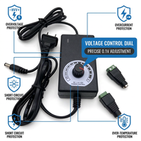 Contrôleur de vitesse de moteur DC réglable 3V-12V 3-24V 2A, adaptateur de tension variable pour ventilateur, bande LED, variateur