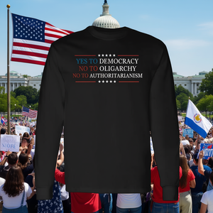 Oui à la démocratie, non à l'oligarchie, t-shirt à manches longues avec citation de Bernie Sanders - Product Image 3