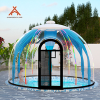 Dôme géodésique rond en polycarbonate PC Kawagebo Kamp (KK) de 3 m / 9,8 pi de diamètre pour l'extérieur, tente igloo, maison bulle pour le glamping