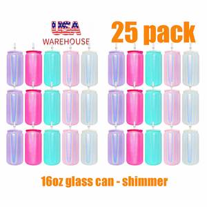 Paquete de 25 Latas de Vidrio Brillante de 16 oz con Tapa de Plástico para Sublimación con Logotipo Personalizado, para Impresión DIY, Regalos para el Día de la Madre - Product Image 1