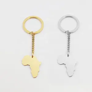 非洲地图钥匙扣珠宝高波兰定制不锈钢非洲地图钥匙扣男女