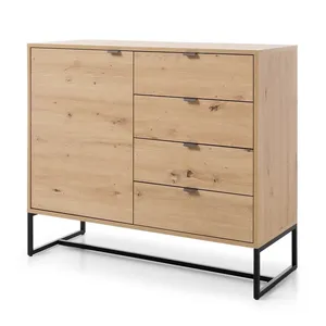 Simple modern household economical solid wood panel storage drawer combination cabinet
