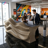 Bureau de réception moderne en bois massif personnalisé, forme créative, écologique, durable, pour usage commercial, bureau, appartement, salon