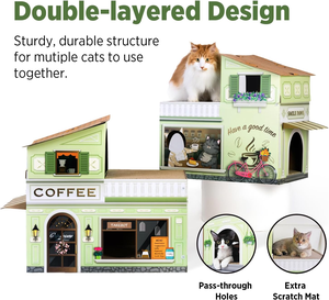 Cat Beds for Indoor Cats, Cardboard Cat House with Scratchers Large Sturdy Cat Furniture Condo Cave <b>Tent</b>, <b>Easy</b> to Assemble - Product Image 5