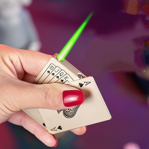 Encendedor de Cigarrillos Creativo en Forma de Cartas de Póker, Resistente al Viento, Metálico, Recargable, de Gas, Popular como Regalo para Hombres - Product Image 1