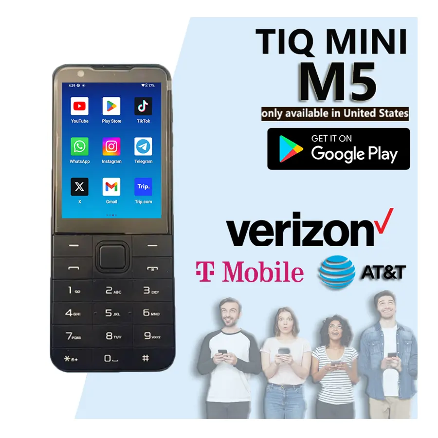 Chúng tôi điện thoại tiq Mini M5 Dual Sim Thẻ màn hình cảm ứng 3 + 32GB Google chơi mtk6761 điện thoại di động Android 13 Verizon T-Mobile AT & T