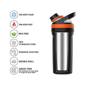 עיצוב חדש ללא BPA כוס שייקר לוגו מותאם אישית 24 oz קיר כפול מבודד נירוסטה חדר כושר שייקר בקבוק שייקר חלבון - Product Image 3