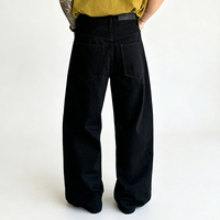 Nouvelle Tendance Américaine en Matière de Vêtements pour Hommes - Pantalon en Denim Noir Délavé, Coupe Droite et Ample, Style Polyvalent et Couleur Unie