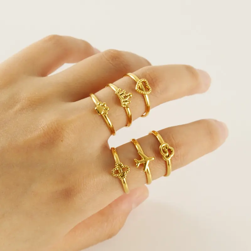Neue Vintage Mode Edelstahl 18k Gold plattiert offen einstellbarer Paw-Ring