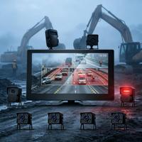 Système de surveillance des angles morts pour camion avec écran LCD TFT 10,1 pouces, 4 caméras étanches, résolution 1280x720, alarme sonore et visuelle pour autocar