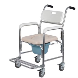 Wheeled toilet chair Disabled toilet chair Toilet stool Movable with pedals Pregnant women and the elderly Toilet <b>bath</b> chair - Product Image 1