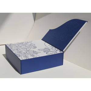Caja de <span class=keywords><strong>Regalo</strong></span> Cosmética Vintage Azul de Doble Puerta ROGOOD con Impresión CMYK, Logotipo en Lámina Azul, Inserto de EVA Personalizado para Sets de Belleza P1017 - Product Image 6