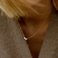 Gemnel Daily Wear Mujer Collar de diamantes de pera redonda de plata esterlina 925