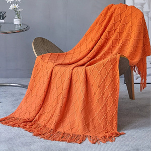 Style européen couleur unie simple <span class=keywords><strong>sieste</strong></span> gland tricoté lit canapé décontracté décoratif couvertures portables pour l'hiver Style moderne - Product Image 3