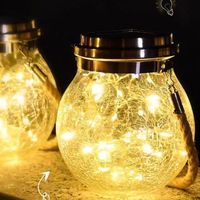 Lanterne solaire décorative LED pour patio et jardin, décoration de table de mariage, lampe solaire en verre pour extérieur, lanternes solaires suspendues LED