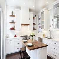 Meubles de cuisine américains rétro sur mesure pour toute la maison, directement de l'usine, panneaux multicouches, îlot et comptoir de style Shaker inclus