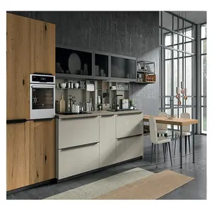 NICOCABINET Australia Canberra Veneer Solid Wood Plain-Faced Kitchen Cabinet with White Countertop