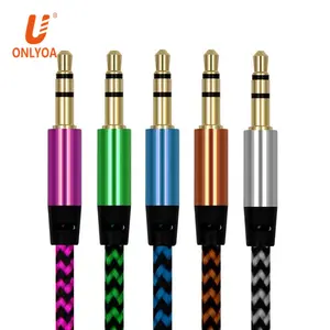 Nylon Fabric Braided 3.5mm gold plated 3 pole Male to 3.5mm TRS Male Stereo Jack Aux Audio Cable for Car Headphone