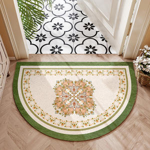 Tapis de porte demi-cercle floral en fibre de polyester, résistant à la poussière, pour l'entrée et la maison - Product Image 1