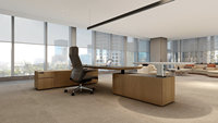 Bureau debout électrique multi-surfaces de luxe pour cadres, avec plateaux réglables indépendamment, en forme de L, poste de travail de PDG avec rangement