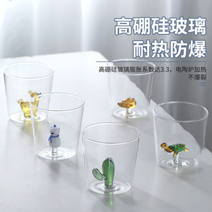 High Borosilicate Glass Cup 3D Cartoon Design Handleless Reusable For Juice Cold Drinks - Product Image 1