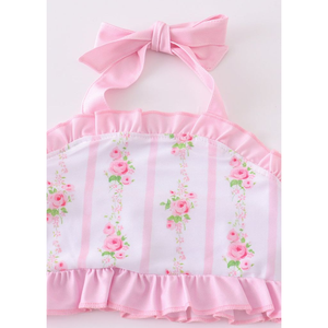 <span class=keywords><strong>Costume</strong></span> <span class=keywords><strong>da</strong></span> Bagno Estivo per Bambina, Due Pezzi con Stampa Floreale Rosa e Volant, Vendita Calda - Product Image 4