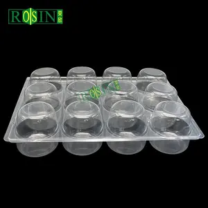 Plástico desechable dividido personalizado 6 12 24 agujeros muffin transparente PVC Concha bisagra taza pastel Cupcake caja de embalaje