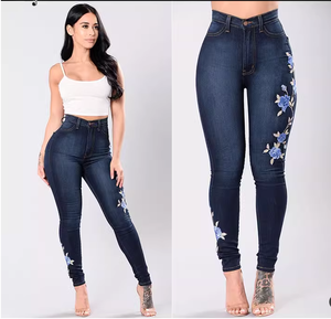 De China, venta al por mayor señoras <span class=keywords><strong>Leggings</strong></span> Denim mujeres Ripped Skinny <span class=keywords><strong>vaqueros</strong></span> bordados - Product Image 2