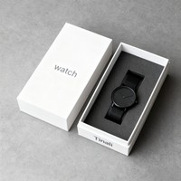 Boîte à montre individuelle de luxe en carton noir avec impression numérique de haute qualité et insert en mousse – Emballage cadeau élégant pour montre