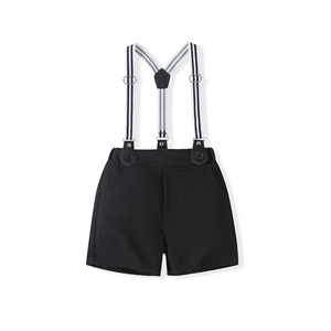 Ensemble de vêtements respirants pour bébé garçon, imprimé Smiley, body à manches courtes avec short à bretelles pour les activités quotidiennes d'été des tout-petits - Product Image 4