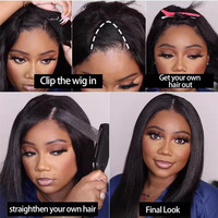 Perruque body wave brésilienne naturelle, cheveux humains vierges, crépus lisses, fabriqué à la Machine, prix en gros, pour femmes noires