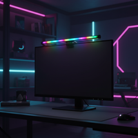 Lampe Moniteur RVBIC Intelligente Courbée pour Écran PC, Alimentée par USB, Style Moderne, Matériau ABS, Idéale pour Chambre, Gaming et Éclairage