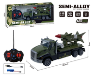 Camion lanceur de missiles militaire semi-alliage 4CH télécommandé avec lumières LED, véhicule de transport militaire réaliste pour jeu d'imitation
