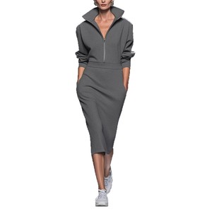 Colección Otoño-Invierno 2025: Blusa Casual de Manga Larga con Cuello Polo y Cremallera para Mujer, Estilo Europeo-Americano, Corte Ajustado, Cintura Imperio, Servicio OEM - Product Image 5