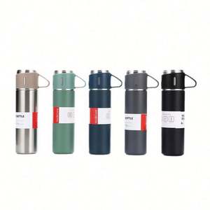 Promotional <b>Gift</b> <b>Set</b> with PU Leather/Paper Vacuum Flask 2 Cups 3 Interchangeable Lids Customizable Logo - Product Image 6